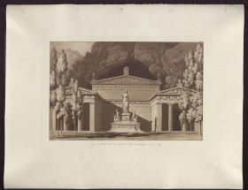 Olimpia. Oper von Gaspare Spontini. Entwurf zur 4. Dekoration. Tempel der Diana
