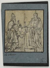 zwei Figurenstudien: Bischof und stehender Heiliger (zwei Heilige?)