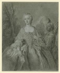 Damenbildnis (möglicherweise Tochter des Grafen Samuel von Schmettau) mit einem Diener