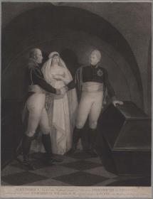 Porträt des Alexander I., Kaiser von Russland und des Friedrich Wilhelm III., König von Preußen und der Königin Luise