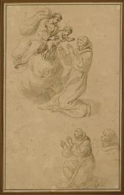 Dem hl. Antonius von Padua erscheint Maria mit dem Kind auf einer Wolke