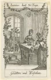 Monatsdarstellung: Juni, Glätten und Waschen