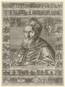 Porträt des Papstes Gregor XIII., umgeben von 40 Bildern seiner Bauten und Taten