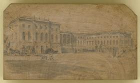Das Prinz Heinrichs Palais in Berlin. Ungeschnittener Holzstock zur zweiten Auflage der "Geschichte Friedrichs des Großen"