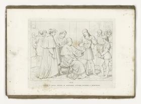 Papst Leo X. in Raffaels Werkstatt (aus: 12 Umrisse zum Leben Raphaels von Urbino. Tafel IX)
