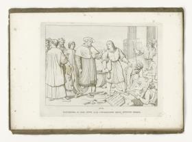 Raffael empfielt Papst Leo X. die antiken Altertümer Roms zu bewahren (aus: 12 Umrisse zum Leben Raphaels von Urbino. Tafel XI)