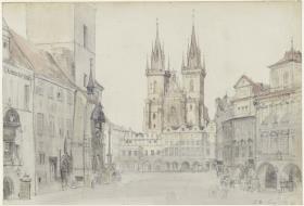 Teynkirche und Rathaus in Prag