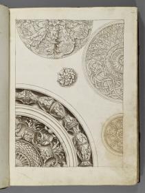 Codex Mantegna, fünf Zeichnungen für Verzierungen von Prunkschalen