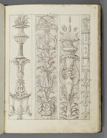 Codex Mantegna, ein Kandelaber und vier Groteskenornamente
