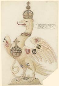 Adler als Tafelfigur mit verzierter Krone