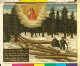 Aus Dankbarkeit für die wunderbare Rettung aus der augenscheinlichen Lebensgefahr beim Holztreiben. 1859.