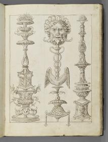 Codex Mantegna, Groteskenornament, zwei Kandelaber