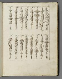 Codex Mantegna, sechzehn Werkzeuge mit Griff und Haken