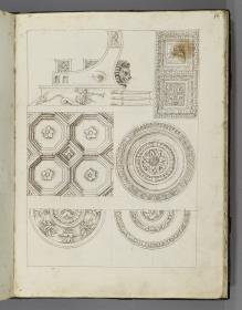 Codex Mantegna, Schiffsbug, verschiedene Muster für Kassettendecken