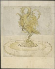 Pelikan als Tafelfigur mit Schalenuntersatz