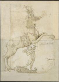 Hirsch mit Amor als Tafelfigur