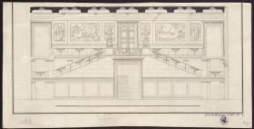 Berlin. Altes Museum am Lustgarten. Aufriss der Freitreppe, Vorzeichnung zum Stich in der "Sammlung Architektonischer Entwürfe", 6. Heft, 1825, Taf. 39