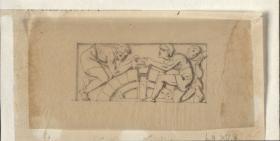Berlin. Bauakademie. Entwurf zu einem Fensterbrüstungsrelief: Jünglinge legen den Schlussstein eines Bogens