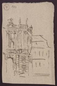 Berlin. Eckrisalit der Hofbibliothek am Opernplatz mit dem Gebäude des Generalkommandos