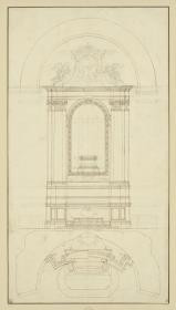 Altar-Entwurf, unvollendet, Aufriss und Grundriss