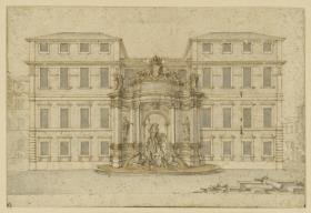 Entwurf fontana die Trevi Rom mit Neptun und vier Wasserspeienden Pferden