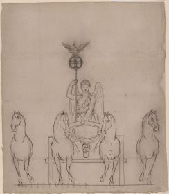 Berlin. Brandenburger Tor. Ansicht der Quadriga mit Eisernem Kreuz