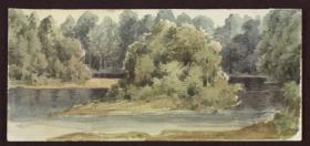 Waldlandschaft mit Fluss