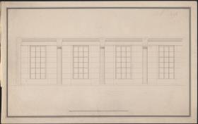 Berlin. Altes Museum am Lustgarten. Teilaufriss einer Fensterwand des ersten Geschosses mit Einzeichnung der Säulenstellung