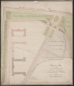 Berlin. Situationsplan des Erweiterungsbaus der Charité mit neuem Tor und Stadtmauer