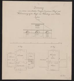 Chausseeeinnehmerhaus an Chaussee Wittenberg nach Halle. Aufriss, Grundriss