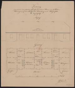 Chausseeeinnehmerhaus an der Chaussee Merseburg nach Weißenfels. Aufriss, Grundriss