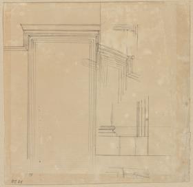 Berlin, Pariser Platz. Palais des Grafen Redern, Entwürfe zu einem Türsturz und einer Draperie, mit Gewände