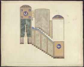 Berlin. Schloss Tegel. Treppenflur, Treppe zum ersten Stock