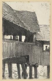 Holzbrücke mit Dach (Zürich?)