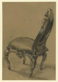 Rokokostuhl, Studie für "Tafelrunde in Sanssouci", 1850