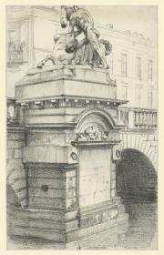 Herakles tötet den Kentauren - Statue auf dem Pfeiler der ehemaligen Herkulesbrücke in Berlin