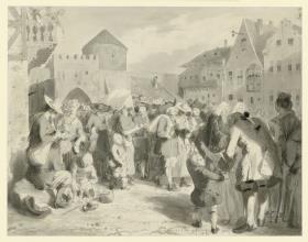 Die einwandernden Salzburger Protestanten 1732. Entwurf für die "Denkwürdigkeiten aus der Brandenburgisch-Preußischen Geschichte"