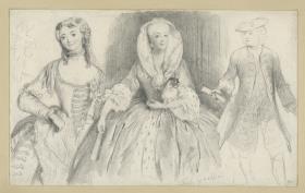 Elisabeth Christine, geb. Prinzessin von Braunschweig-Bevern und die tänzerin Barbarina, rechts ein Kavalier