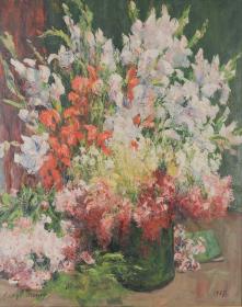 Blumenstillleben mit Gladiolen
