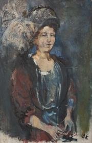 Dame mit Federhut