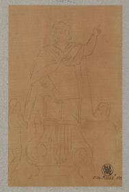 Entwurf zu einem Luther-Denkmal, der Reformator stehend, mit zwei Beifiguren