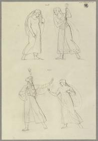 Zwei von insgesamt sechs Entwürfen zu einer Folge von lebenden Bildern