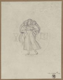 Medaille auf die Union der lutherischen und der reformierten Kirche in Preußen. Entwurf zum Revers mit der allegorischen Darstellung von "Glaube, Liebe, Hoffnung"