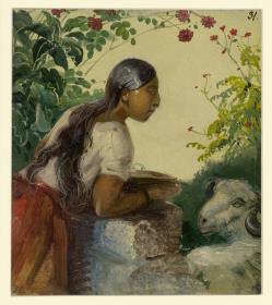 Bildnis einer jungen Frau, im Profil nach rechts gewendet, India Azteca del Mirador