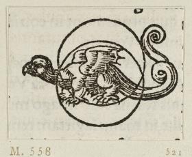 Drache mit zwei Kreislinien über dem Körper