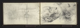 Totenmaske Friedrich Eggers und Kopf eines Mannes