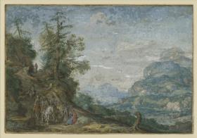 Landschaft mit einem Reiterzug