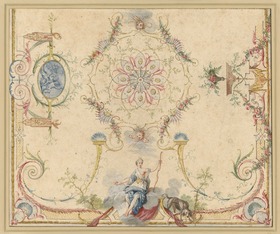Deckenmalerei mit Grotesken, Diana und Blumengirlanden