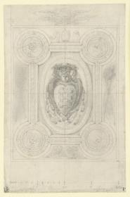 Deckenentwurf für den Palazzo Falconieri, Frascati, Variante mit Kardinalswappen