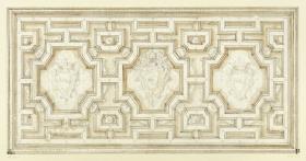 Zeichnung einer Kassettendecke mit Wappen Innozenz´ X, Stadt Rom